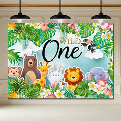 Layoris Wild One Forest Zoo Birthday Party Backdrop