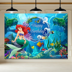 Layoris Happy Birthday Mermaid Celebration Backdrop