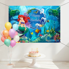 Layoris Happy Birthday Mermaid Celebration Backdrop