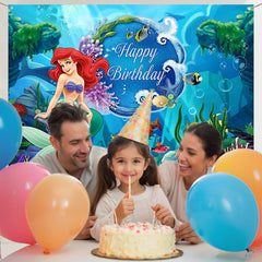 Layoris Happy Birthday Mermaid Celebration Backdrop