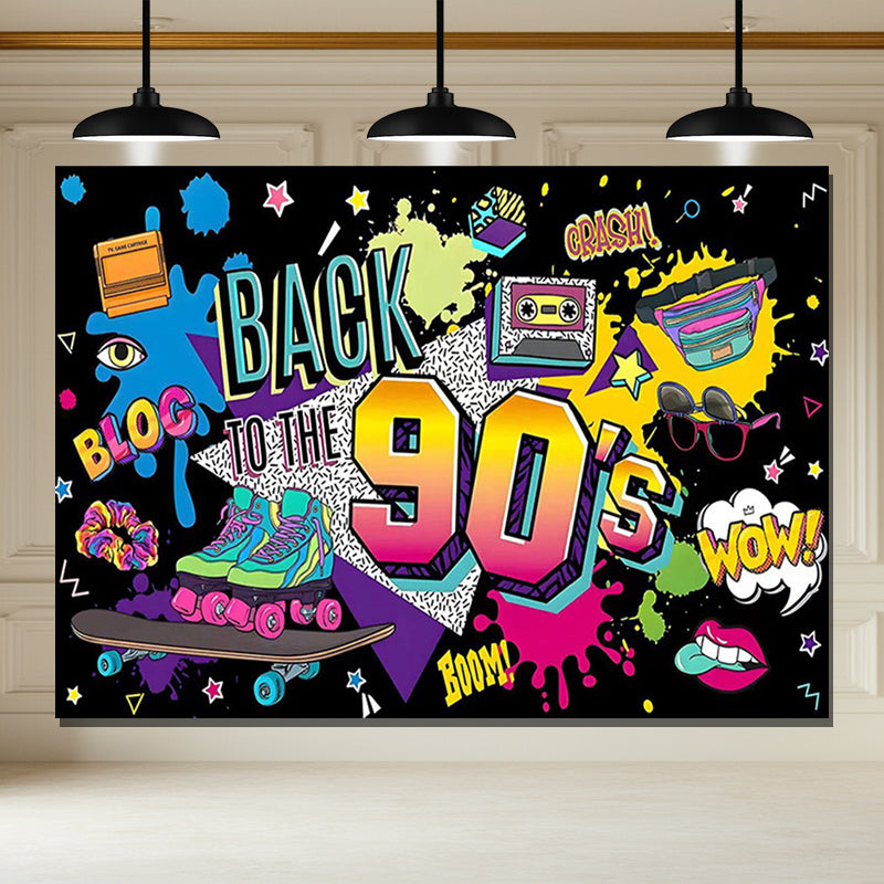 Layoris Back To The 90S Colorful Disco Party Backdrop