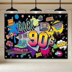 Layoris Back To The 90S Colorful Disco Party Backdrop