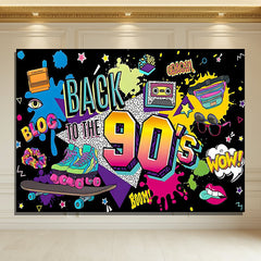 Layoris Back To The 90S Colorful Disco Party Backdrop