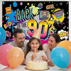 Layoris Back To The 90S Colorful Disco Party Backdrop