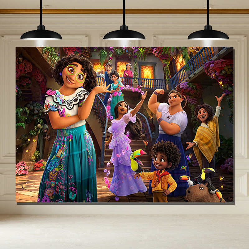 Layoris Happy Birthday Magic House Family Party Backdrop