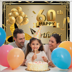 Layoris 60th Happy Birthday Gold Glitter Heels Backdrop