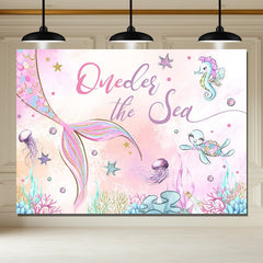 Layoris Outside The Sea Pink Blue Animals Birthday Backdrop