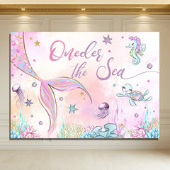 Layoris Outside The Sea Pink Blue Animals Birthday Backdrop