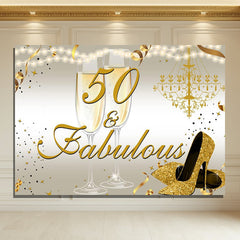 Layoris 50Th Fabulous Birthday Gold Sparkle Heels Backdrop