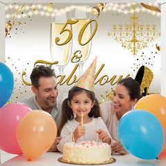 Layoris 50Th Fabulous Birthday Gold Sparkle Heels Backdrop