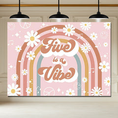 Layoris Groovy Floral Stripes Happy 2Nd Birthday Backdrop