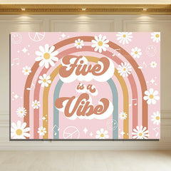 Layoris Groovy Floral Stripes Happy 2Nd Birthday Backdrop