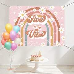 Layoris Groovy Floral Stripes Happy 2Nd Birthday Backdrop