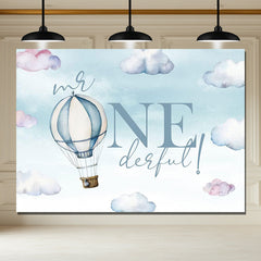 Layoris Whimsical Hot Air Balloon Onederful Birthday Backdrop