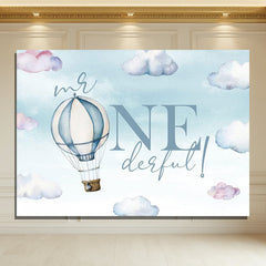 Layoris Whimsical Hot Air Balloon Onederful Birthday Backdrop