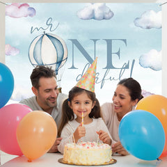 Layoris Whimsical Hot Air Balloon Onederful Birthday Backdrop