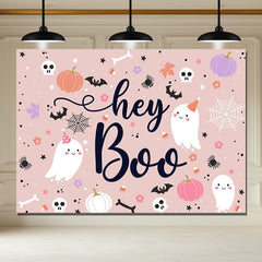 Layoris Blush Pink Hey Boo Spooky Baby Shower Backdrop