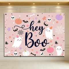 Layoris Blush Pink Hey Boo Spooky Baby Shower Backdrop