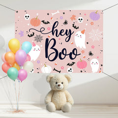 Layoris Blush Pink Hey Boo Spooky Baby Shower Backdrop