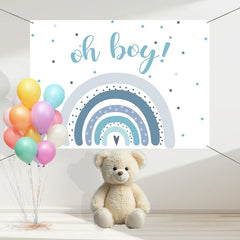 Layoris Oh Boy Blue And Rainbows Baby Shower Backdrop