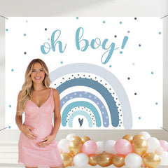 Layoris Oh Boy Blue And Rainbows Baby Shower Backdrop