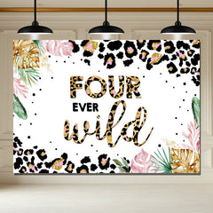 Layoris Wild Leopard Safari 4Th Happy Birthday Backdrop