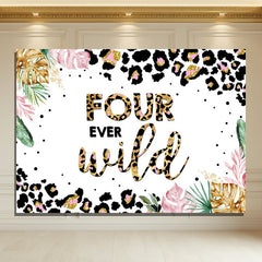 Layoris Wild Leopard Safari 4Th Happy Birthday Backdrop