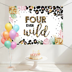 Layoris Wild Leopard Safari 4Th Happy Birthday Backdrop