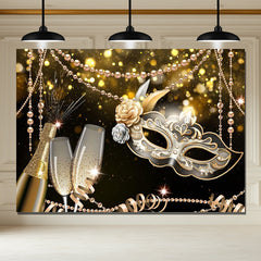 Layoris Elegant Mask Gold Black Soiree Holiday Dance Backdrop