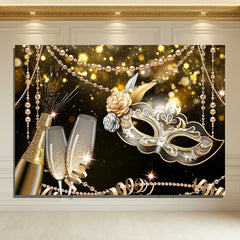 Layoris Elegant Mask Gold Black Soiree Holiday Dance Backdrop