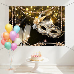 Layoris Elegant Mask Gold Black Soiree Holiday Dance Backdrop