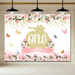 Layoris Pink Blossom Glitter Pumpkin 1St Birthday Backdrop