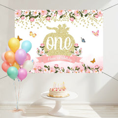 Layoris Pink Blossom Glitter Pumpkin 1St Birthday Backdrop
