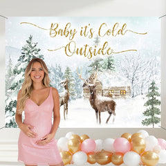 Layoris Baby Is Cold Outside Winter Baby Shower Backdrop