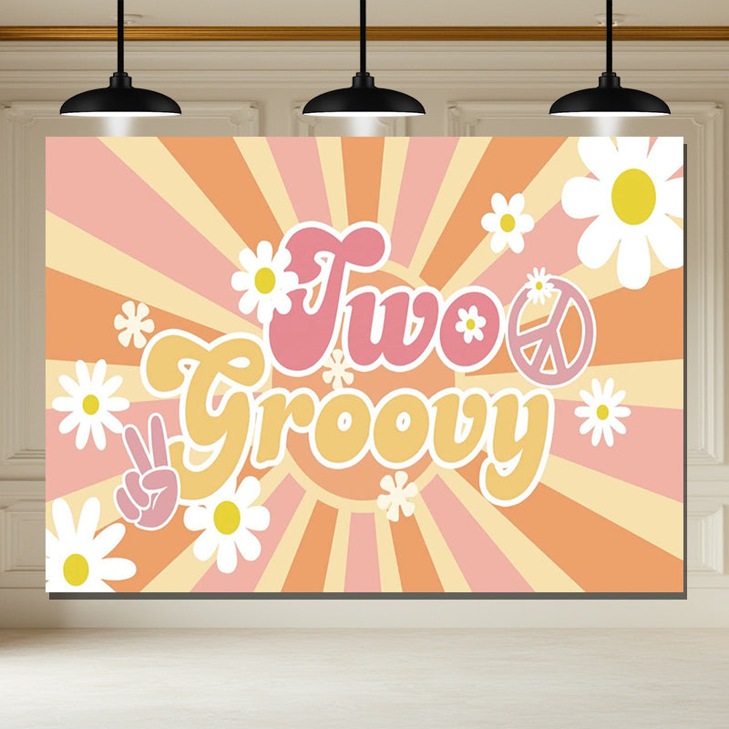 Layoris Psychedelic Flowers Stripe 2Nd Birthday Backdrop