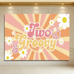 Layoris Psychedelic Flowers Stripe 2Nd Birthday Backdrop