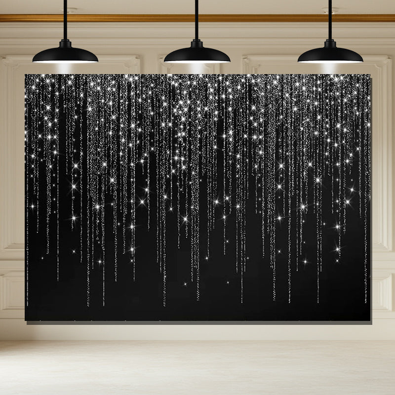 Layoris Black White Sparkle Celebration Party Backdrop