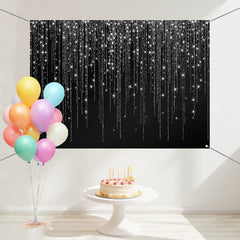 Layoris Black White Sparkle Celebration Party Backdrop