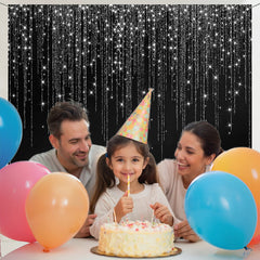 Layoris Black White Sparkle Celebration Party Backdrop