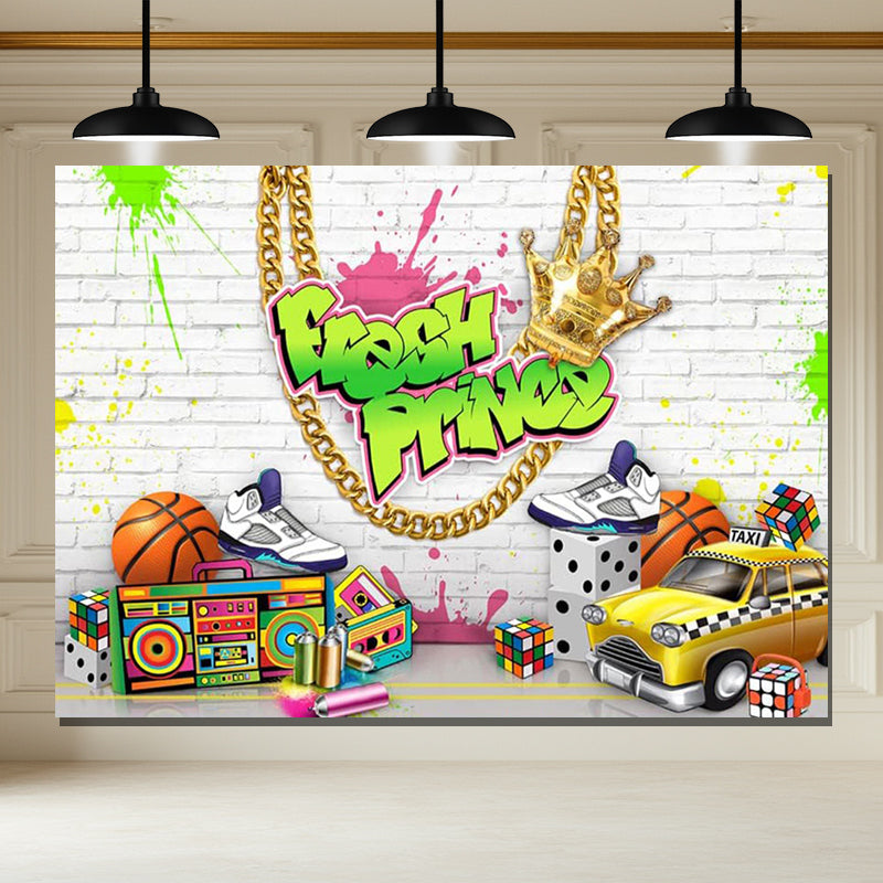 Layoris Hip Hop Prince Graffiti Wall Celebrate Party Backdrop