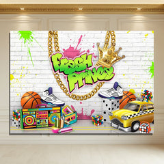 Layoris Hip Hop Prince Graffiti Wall Celebrate Party Backdrop