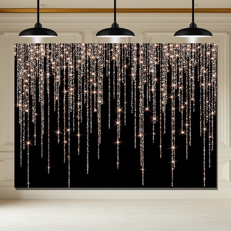 Layoris Rose Gold Glitter Black Elegance Birthday Backdrop