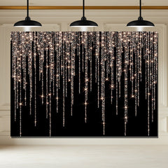 Layoris Rose Gold Glitter Black Elegance Birthday Backdrop
