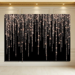 Layoris Rose Gold Glitter Black Elegance Birthday Backdrop