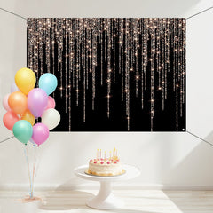 Layoris Rose Gold Glitter Black Elegance Birthday Backdrop