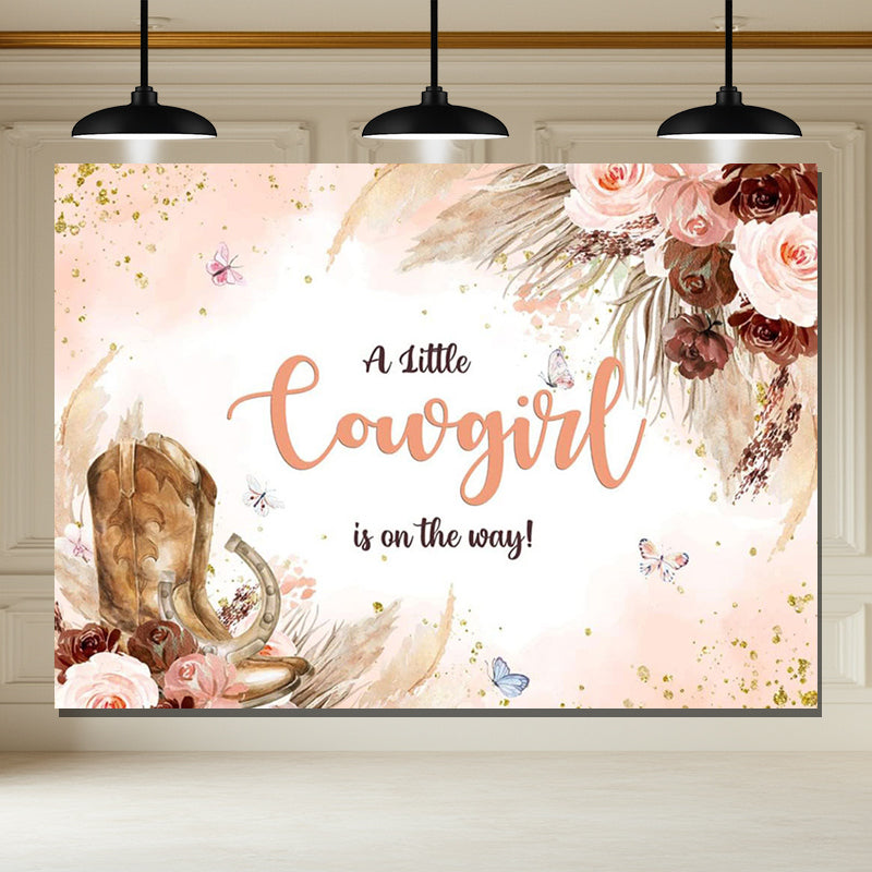 Layoris A Little Cowgirl Is On The Way Baby Shower Backdrop