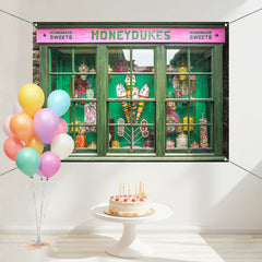 Layoris Green Candy Shop Birthday Backdrop For Photo Booth