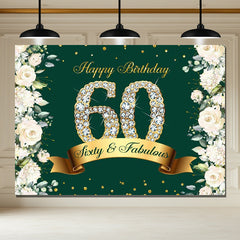 Layoris Glamorous Sixty Blossom Glitter Birthday Backdrop