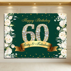 Layoris Glamorous Sixty Blossom Glitter Birthday Backdrop