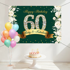 Layoris Glamorous Sixty Blossom Glitter Birthday Backdrop